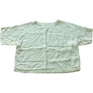 Pure Jill J. Jill Chartreuse 100% Linen Boxy Top 1X Women Lime Green